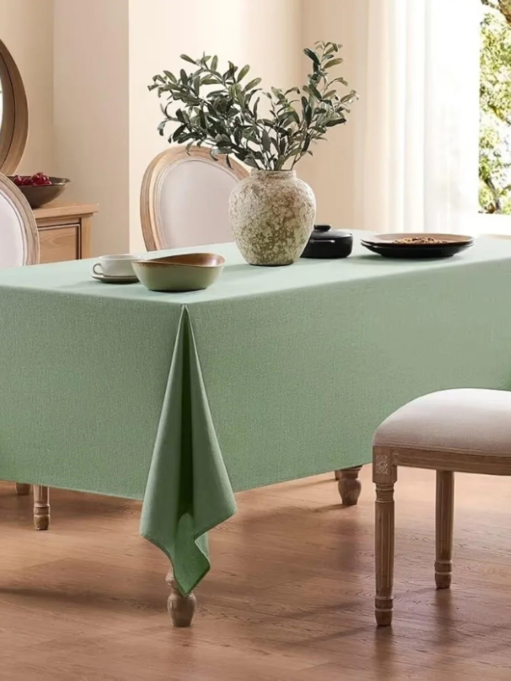 Sage Green Rectangular  Tablecloth Size 60 X 84